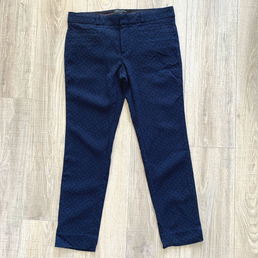 Banana Republic Sloan Fit Stretch Ankle Pants Blue Black Womens Size 6